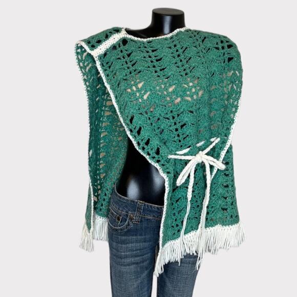 Handmade VINTAGE Womens Crocheted Boatneck Smock Vest OS Chunky Knit Elf Holiday - Picture 2 of 6